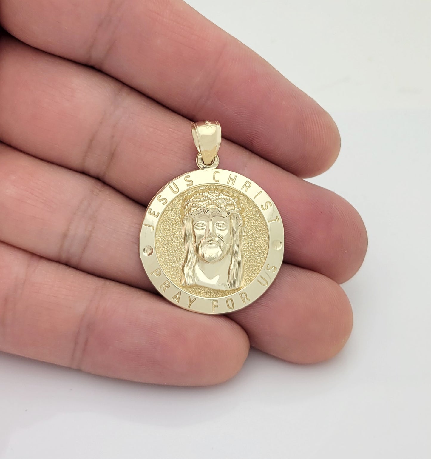 10k Yellow Gold Jesus Pendant for Mens Necklace Jesus Face Medallion