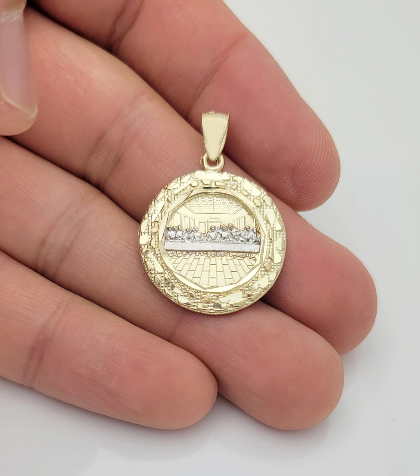 10K Yellow Gold Nugget Last Supper Pendant Last Supper Medallion