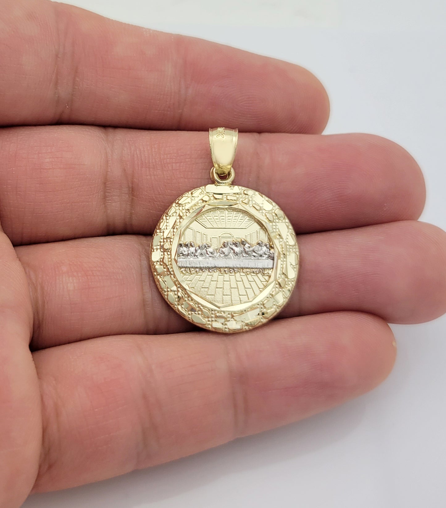 10K Yellow Gold Nugget Last Supper Pendant Last Supper Medallion