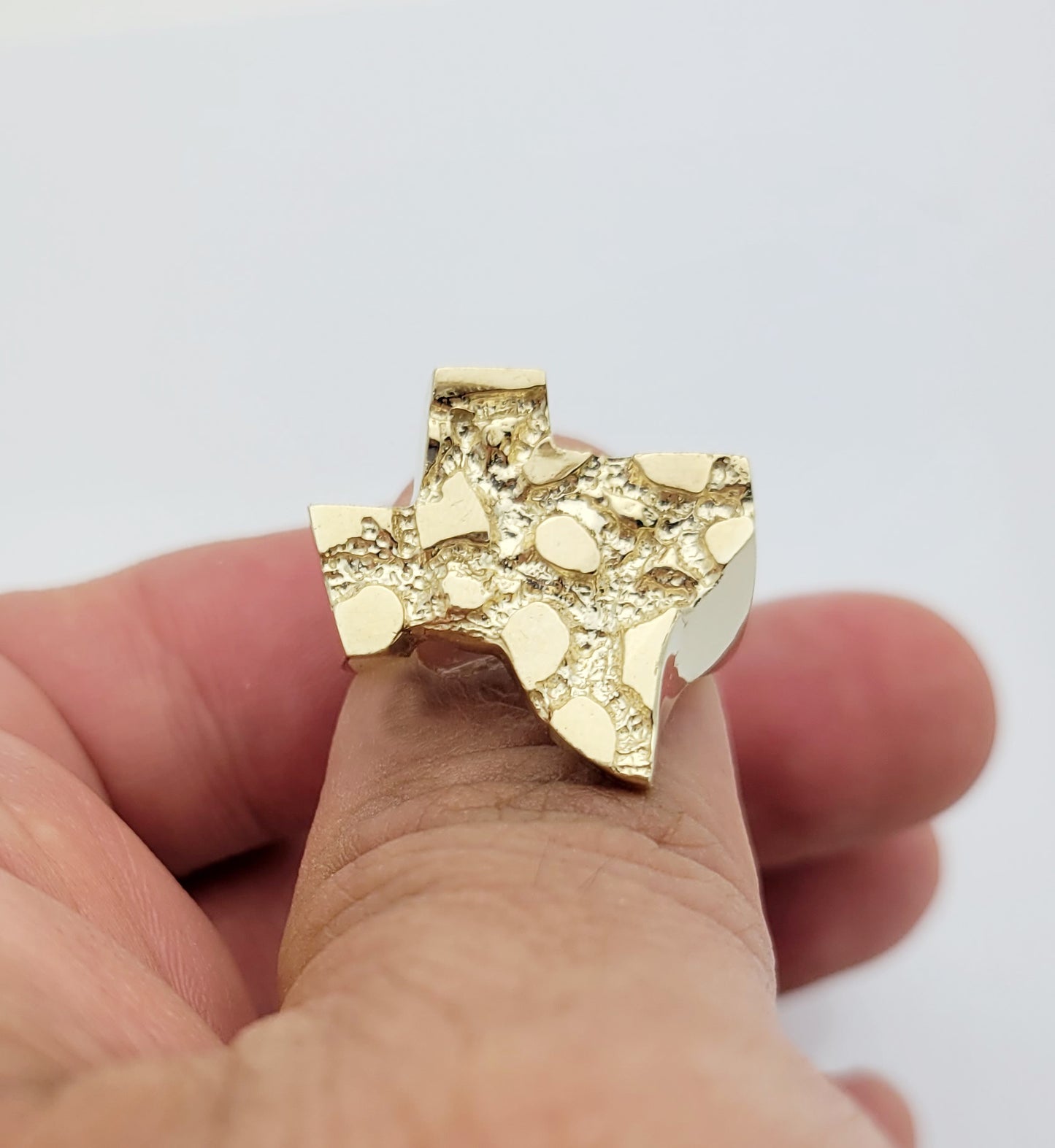 Solid Nugget Gold Texas Ring Texas Map Gold Ring For Men 10K Yellow Gold Ring Size 8