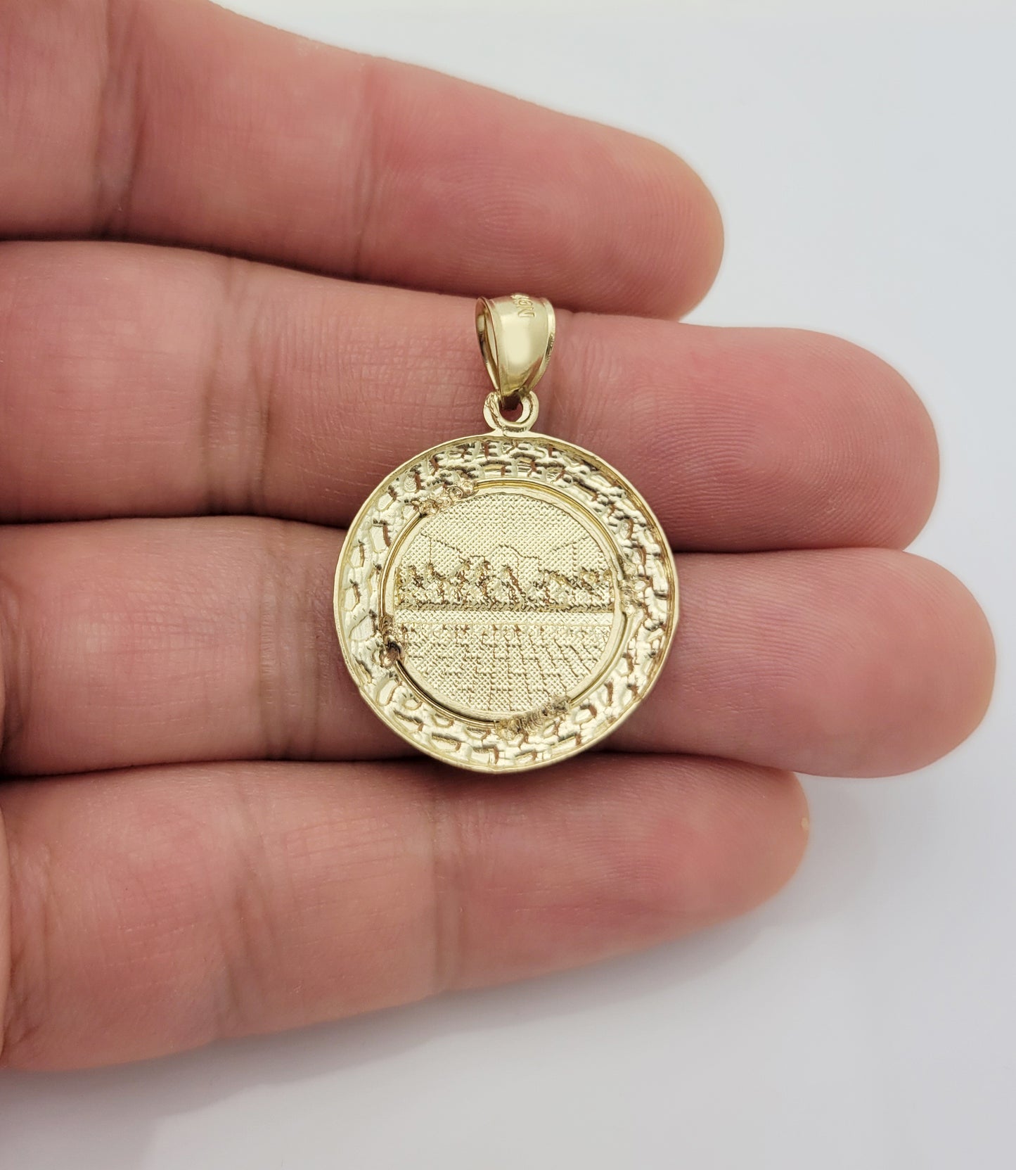 10K Yellow Gold Nugget Last Supper Pendant Last Supper Medallion