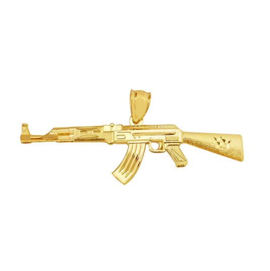 10k Yellow Gold AK 47 Pendant Gold Rifle Necklace Pendant Gun Charm