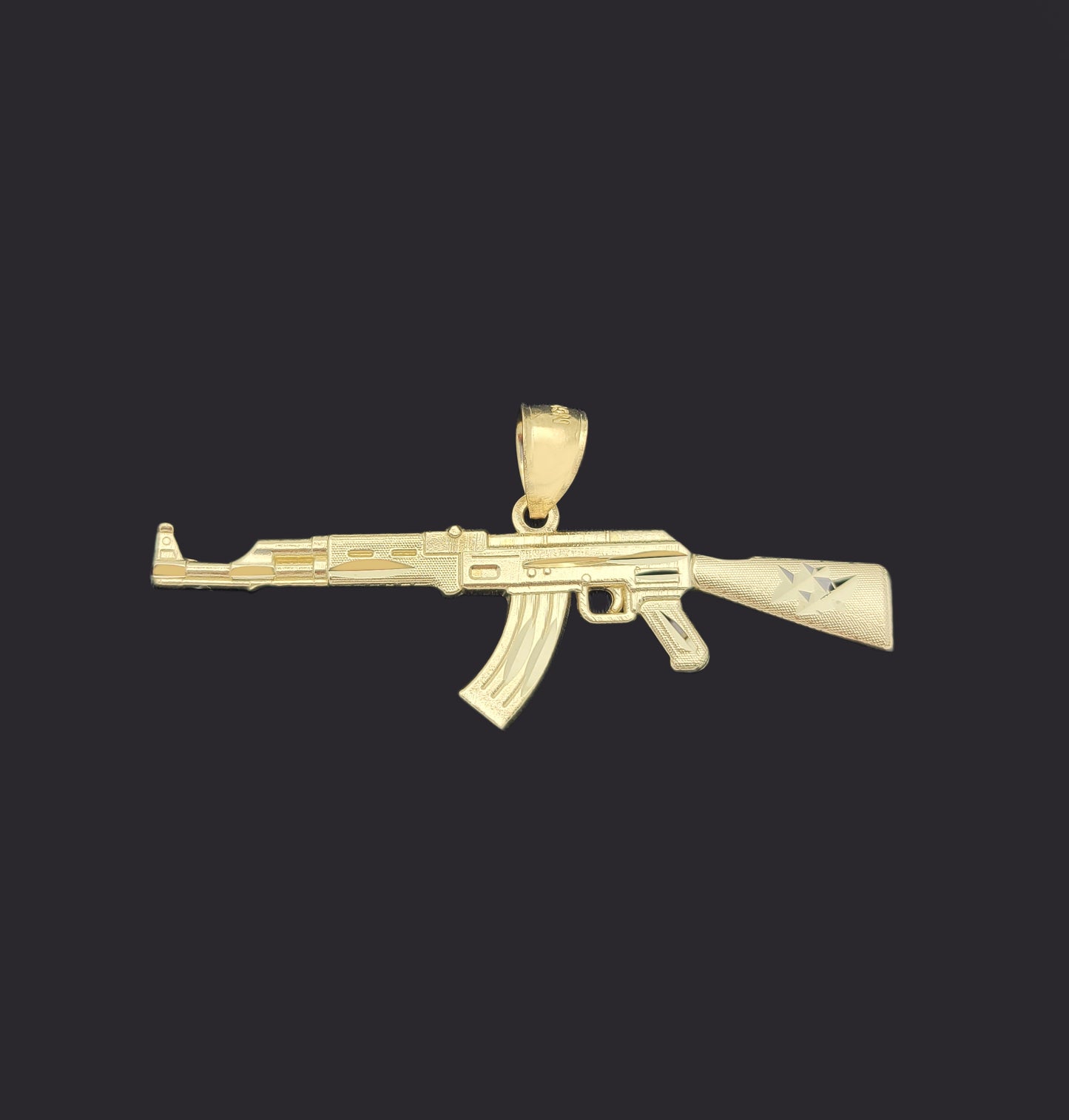 10k Yellow Gold AK 47 Pendant Gold Rifle Necklace Pendant Gun Charm