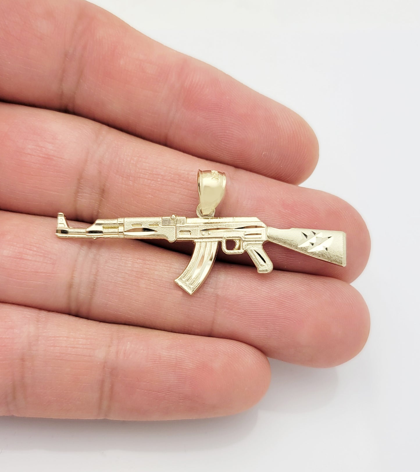 10k Yellow Gold AK 47 Pendant Gold Rifle Necklace Pendant Gun Charm