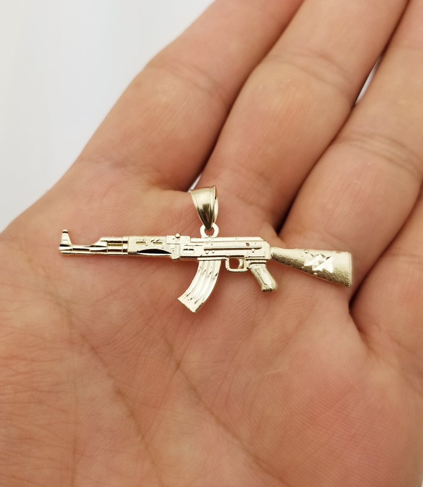 10k Yellow Gold AK 47 Pendant Gold Rifle Necklace Pendant Gun Charm