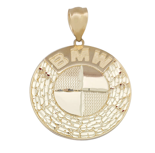 10K Yellow Gold Men's BMW Pendant BMW Symbol Medallion