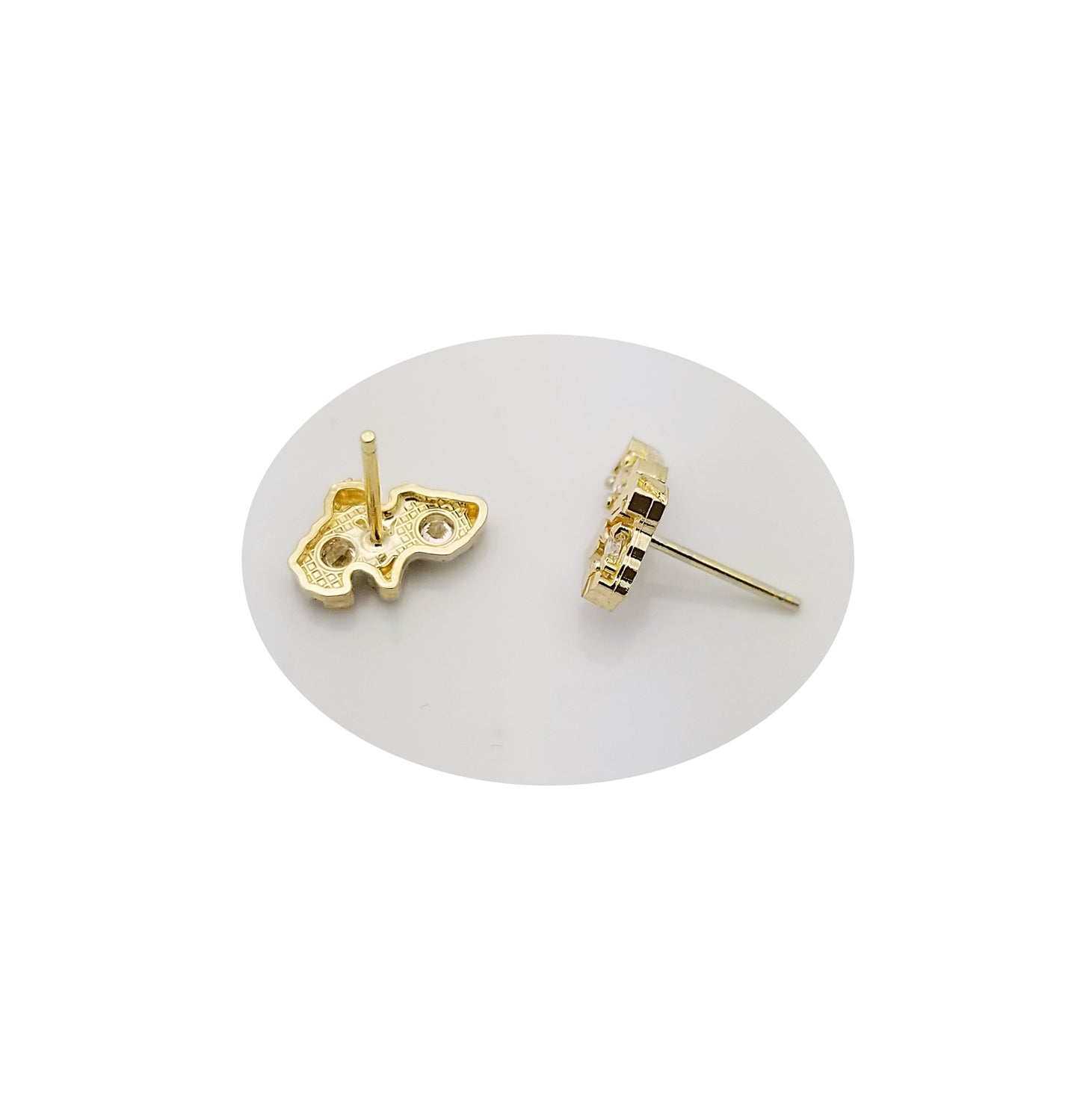 10k Yellow Gold Small Nugget Earrings With CZ