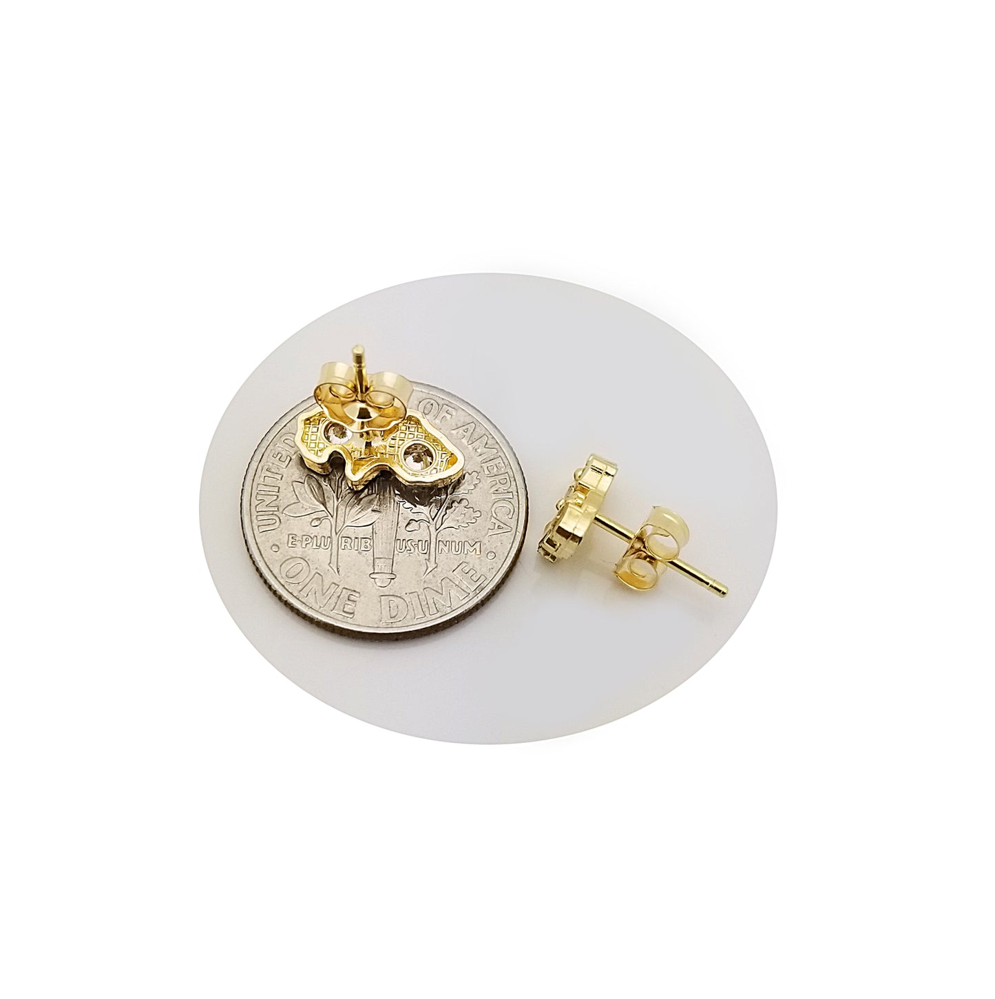 10k Yellow Gold Small Nugget Earrings With CZ