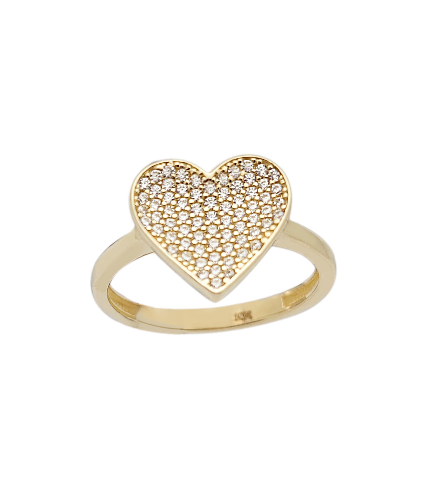 10K Yellow Gold Heart CZ Ring For Women