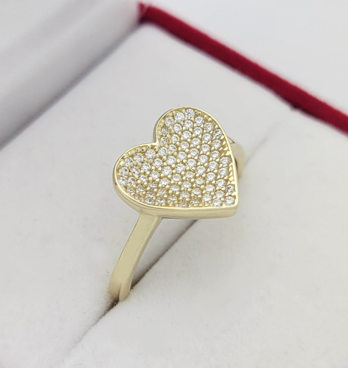 10K Yellow Gold Heart CZ Ring For Women