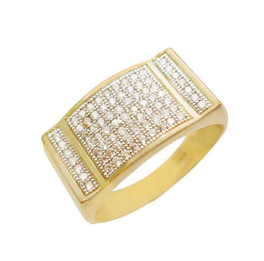 10k Yellow Gold Mens Ring CZ Ring Micro Pave Setting