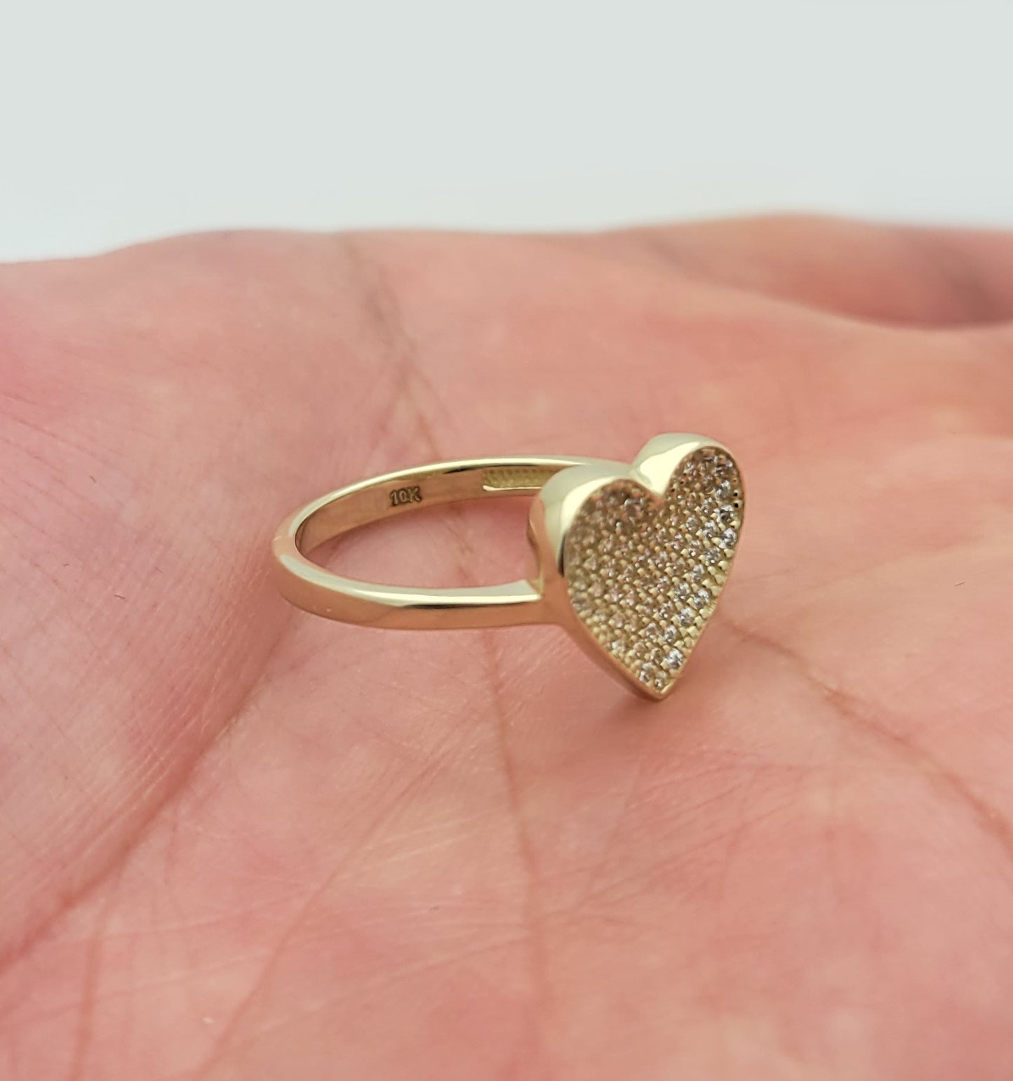 10K Yellow Gold Heart CZ Ring For Women