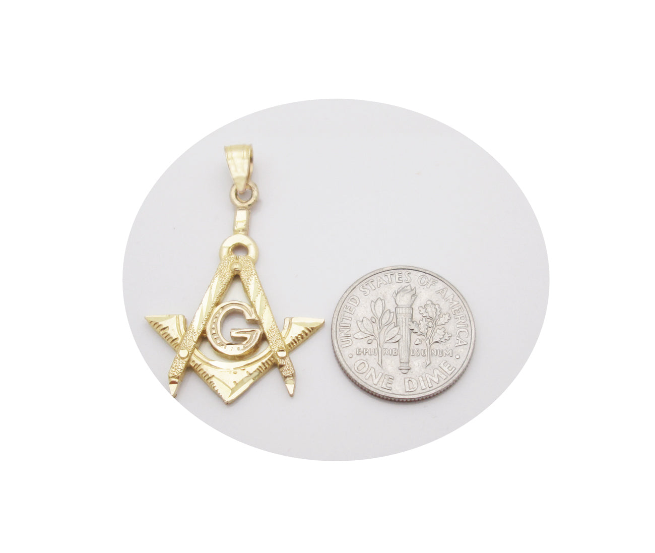 10K Yellow Solid Gold Masonic FreeMasonry Pendant Charm