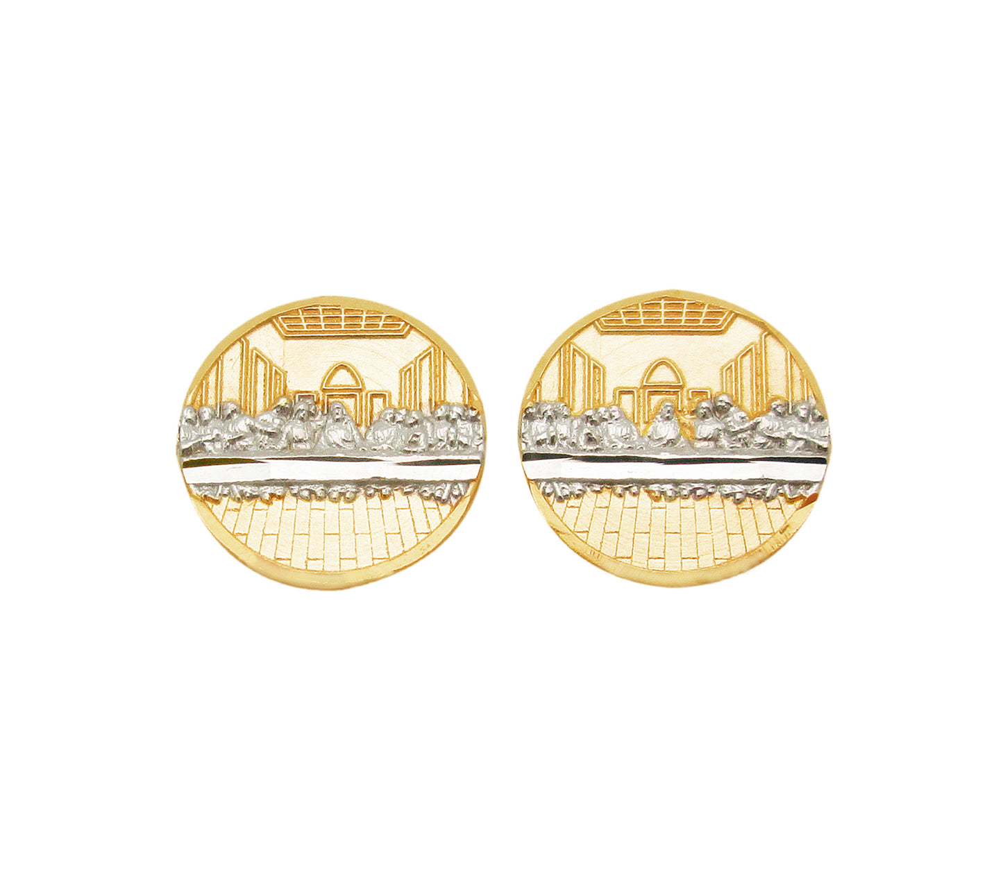 Men's Gold Last Supper Earrings 10K Yellow Gold