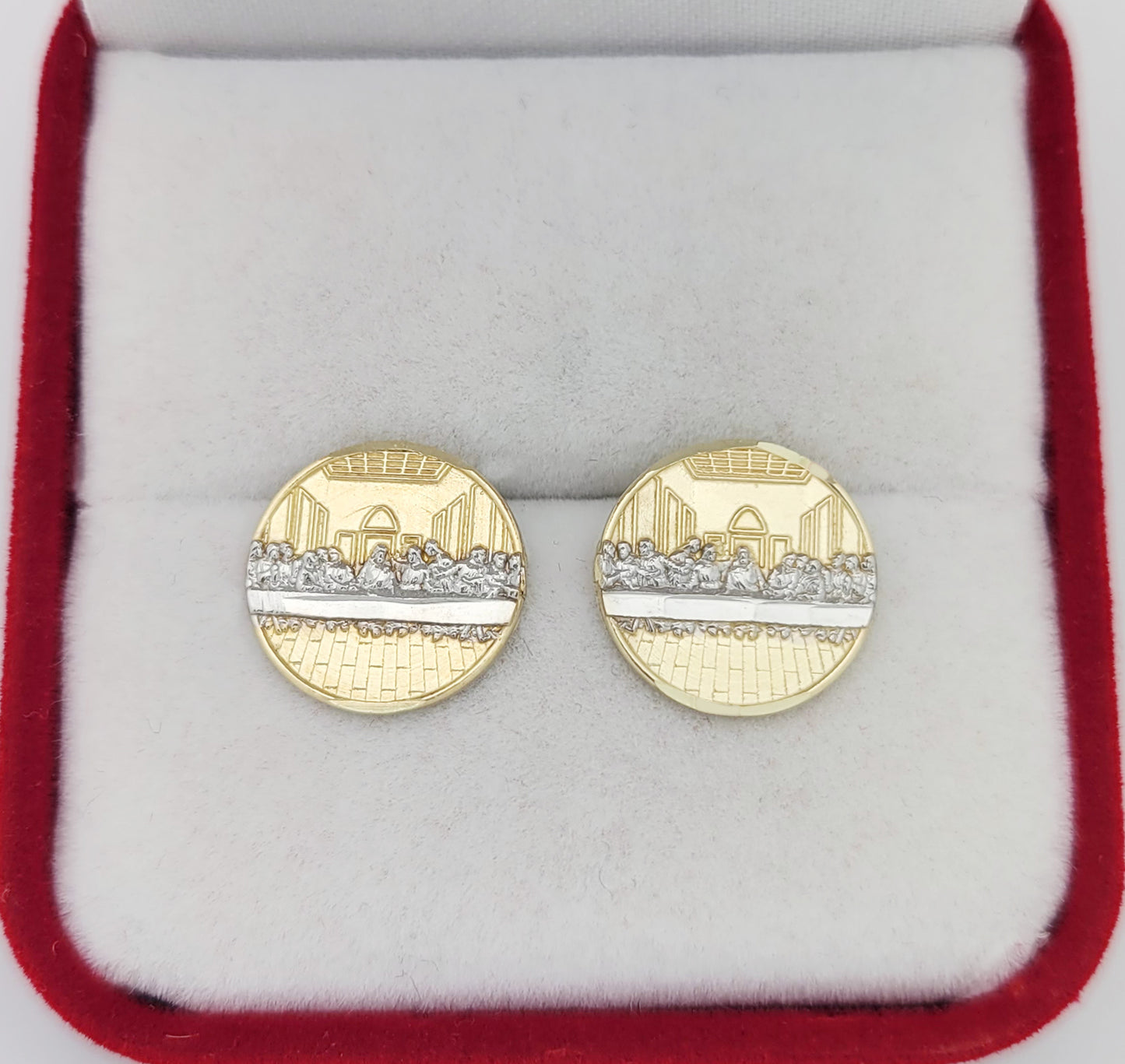 Men's Gold Last Supper Earrings 10K Yellow Gold