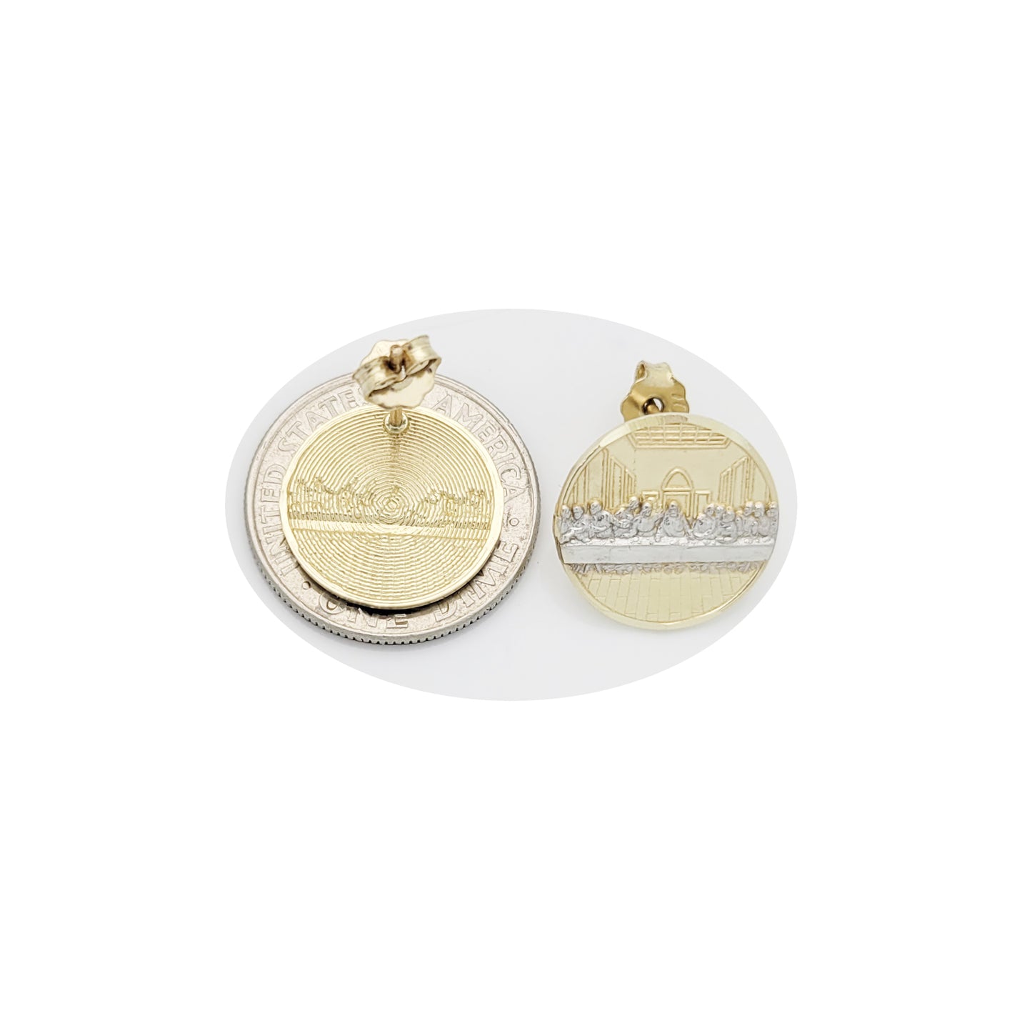 Men's Gold Last Supper Earrings 10K Yellow Gold