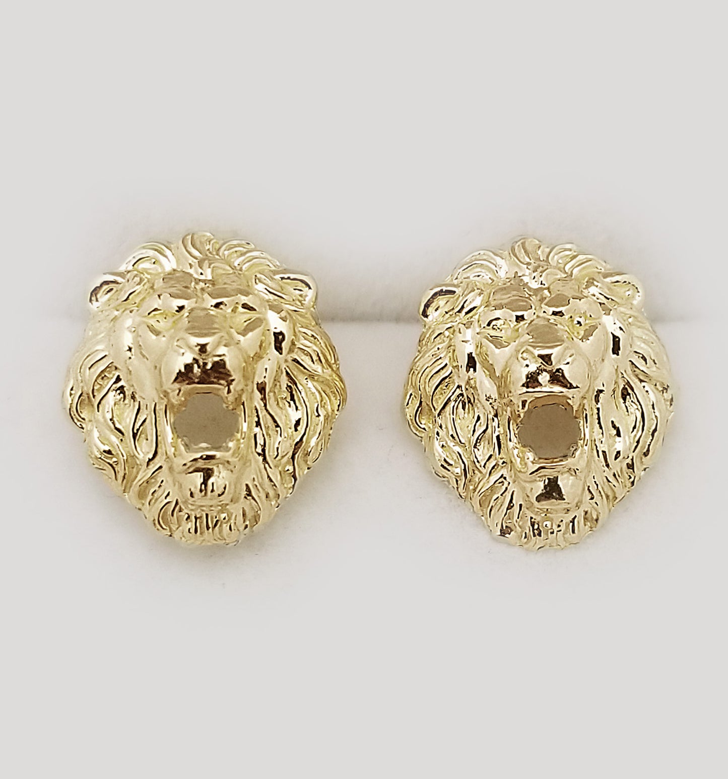 10K Yellow Gold Lion Head Earrings Lion Face Earrings