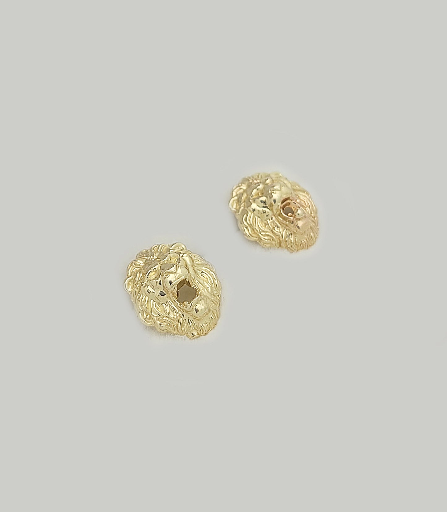 10K Yellow Gold Lion Head Earrings Lion Face Earrings