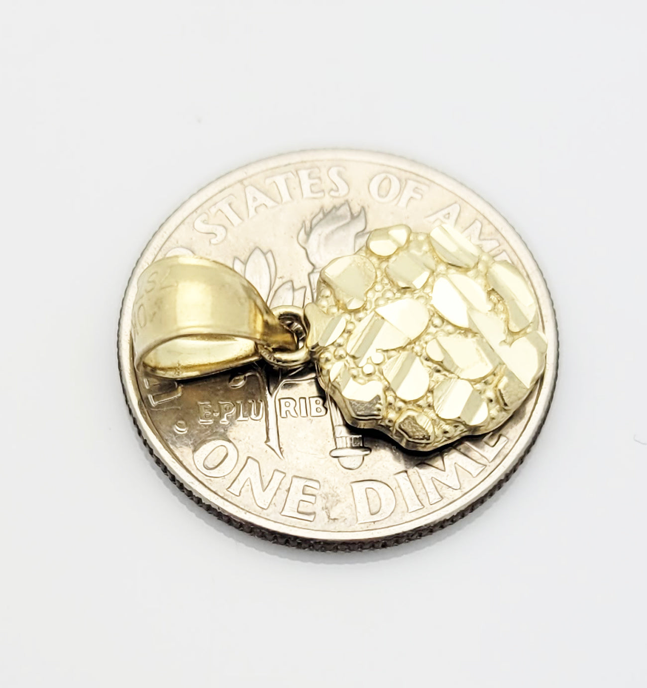 10k Yellow Gold Round Nugget Pendant Nugget Charm 9.5 mm Diameter