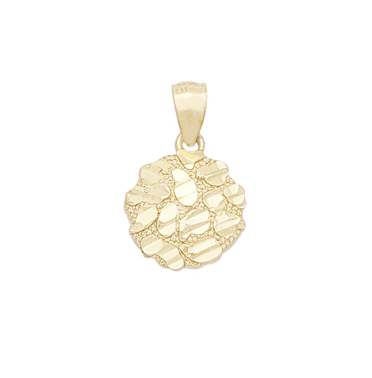 10k Yellow Gold Round Nugget Pendant Nugget Charm 12 mm(0.5 inch) Diameter