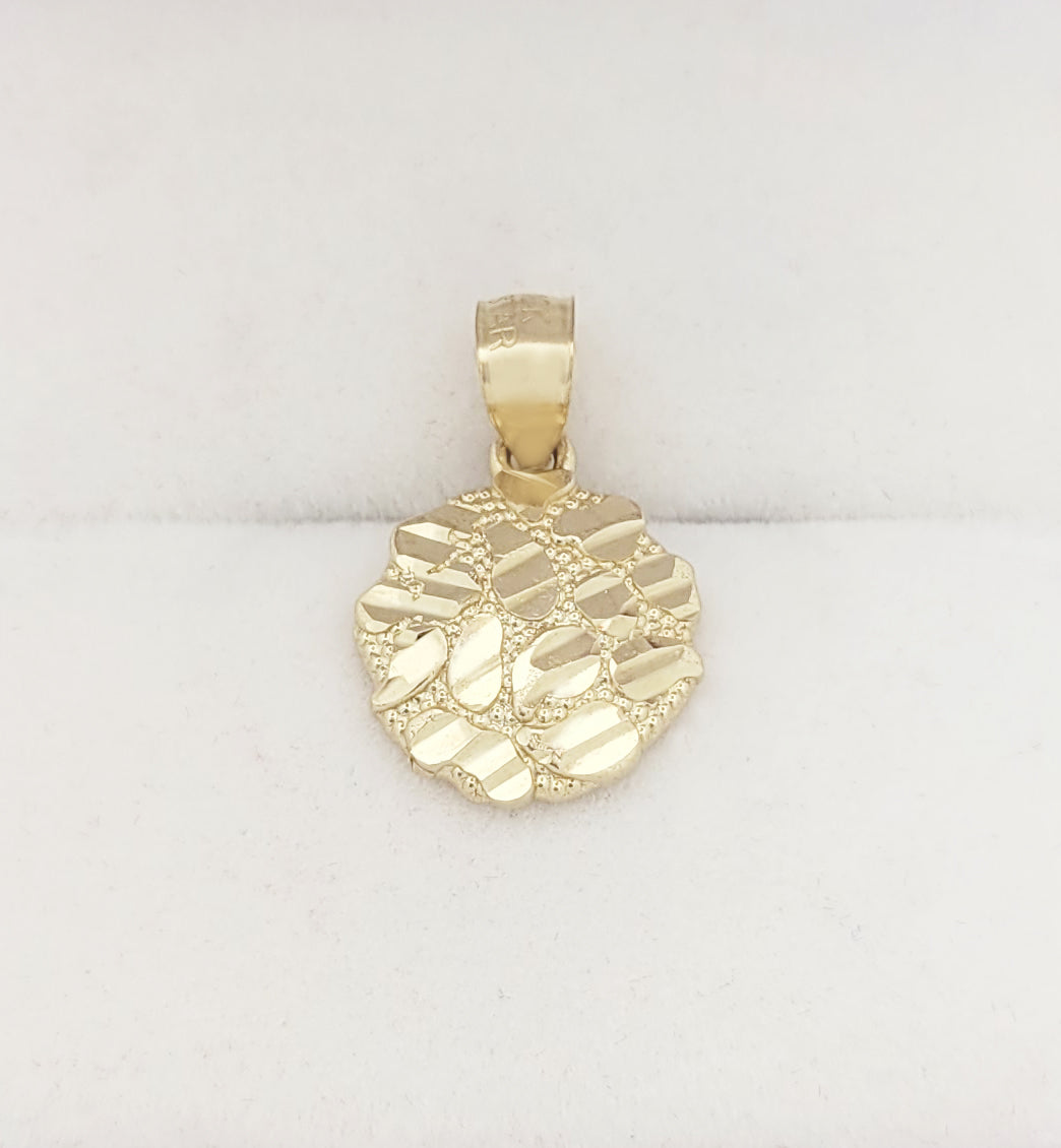 10k Yellow Gold Round Nugget Pendant Nugget Charm 12 mm(0.5 inch) Diameter