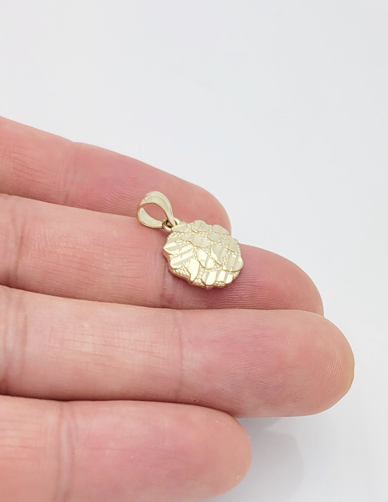 10k Yellow Gold Round Nugget Pendant Nugget Charm 12 mm(0.5 inch) Diameter