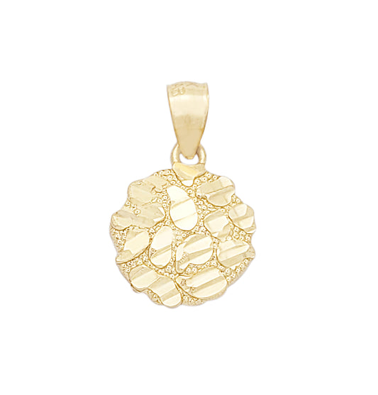 10k Yellow Gold Round Nugget Pendant Nugget Charm 13.5 mm