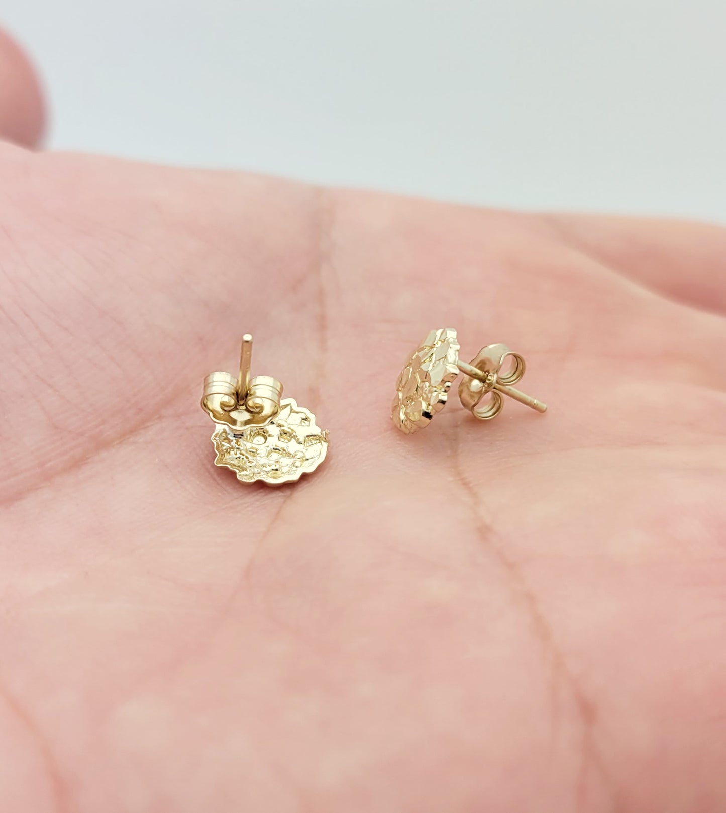 10K Gold Nugget Earrings Round Nugget 8.5 mm(0.3 inch)