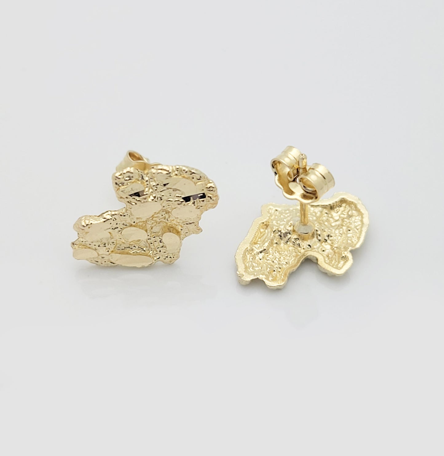 Mens 10k Yellow Gold Nugget Earrings