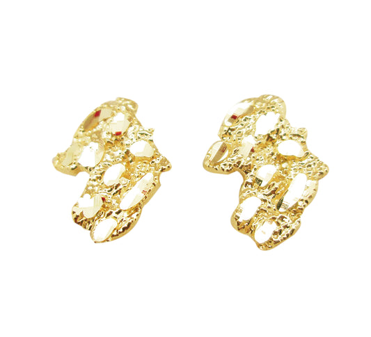 Mens 10k Yellow Gold Nugget Earrings