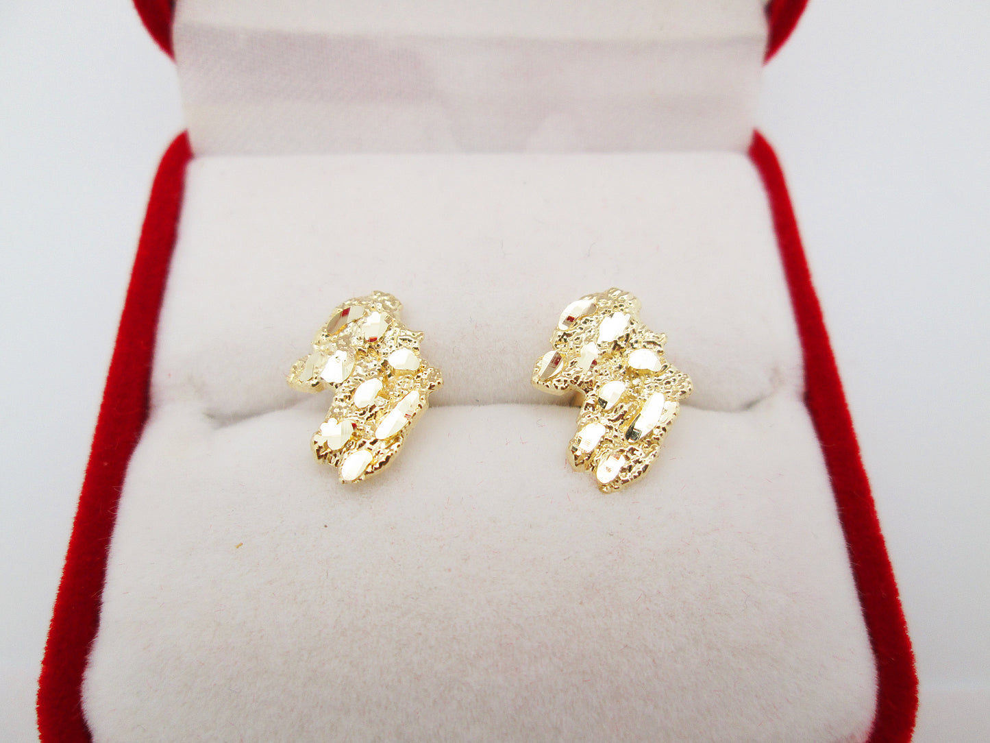Mens 10k Yellow Gold Nugget Earrings