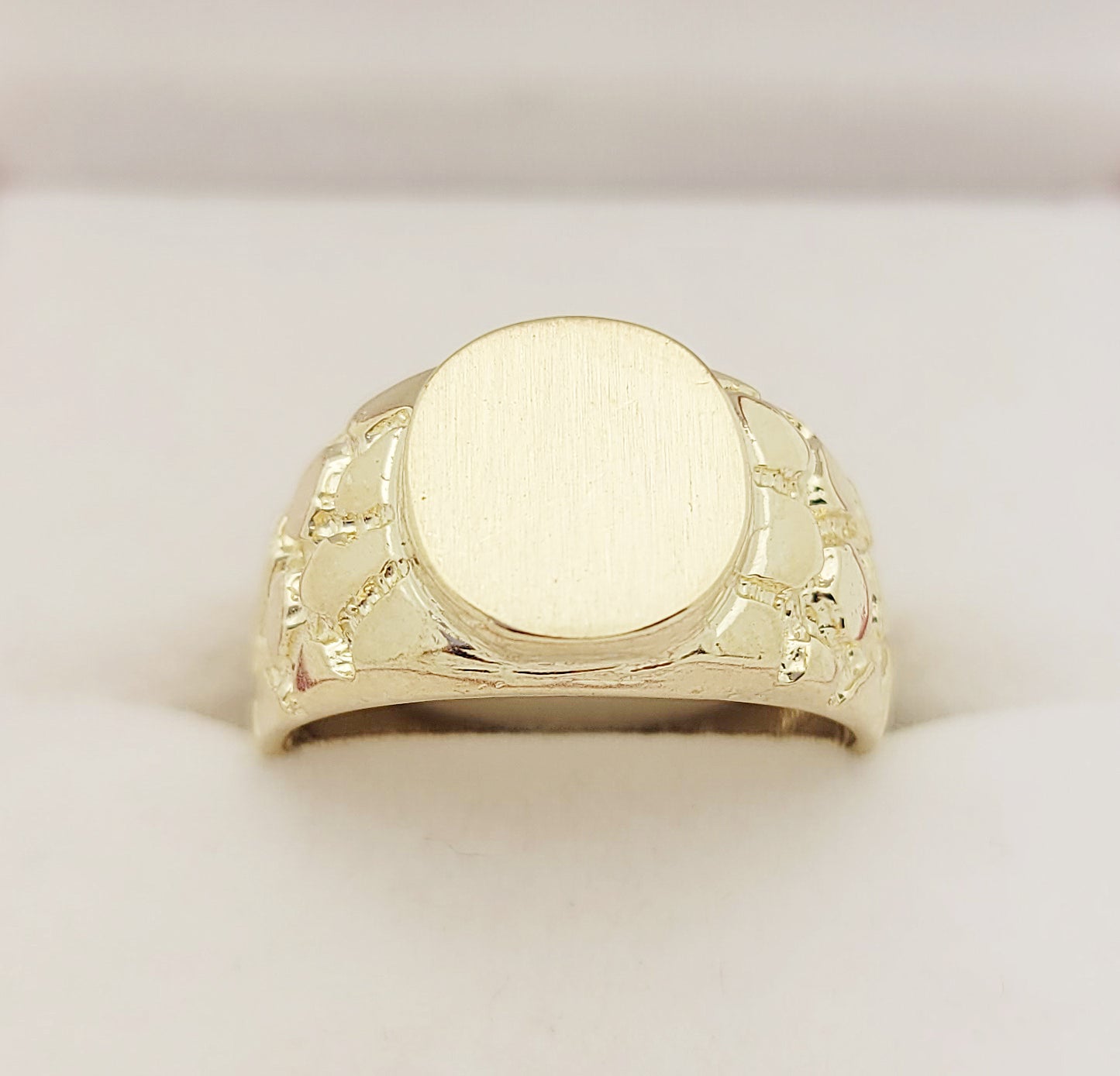 10K Yellow Gold Mens Nugget Signet Ring